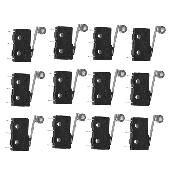 Soimiss 12Pcs Black Waterproof Micro Switch Roller Snap Action for Electronic Equipment