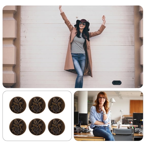 Soimiss Sew Waist Buckle Pants Buttons Copper 12Pcs