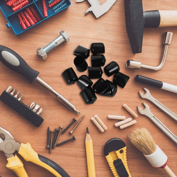 Soimiss 12Pcs Black PVC Screw Caps Protective Sleeve Plastic Thread Protector for Bolts