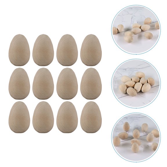 Soimiss Khaki Unfinished Wooden Bird Egg Ornaments for DIY Hand-Painted Crafts