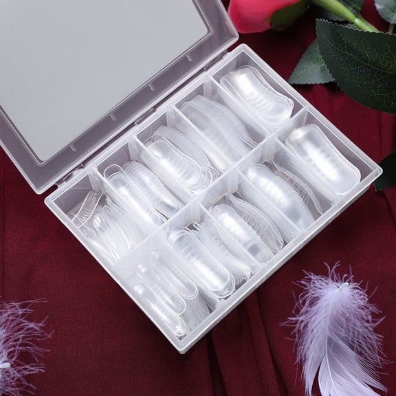 Soimiss 140Pack Curved Plastic Nail Tips Rapid Extension Shaping Tools for Nail Art Learners and Experts