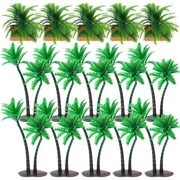 Soimiss Palm Model Ornament Green PVC Versatile Use for Sand Table Beach Accessories 15Pcs