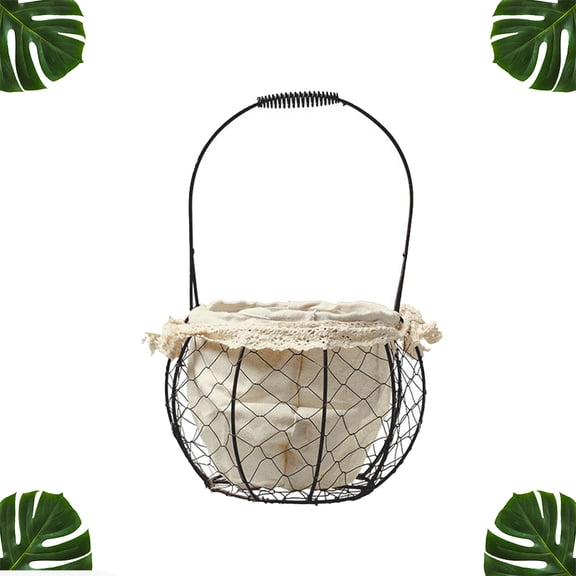 Soimiss 1Pc Sturdy Linen and Iron Basket for Home Storage and Decorative Use