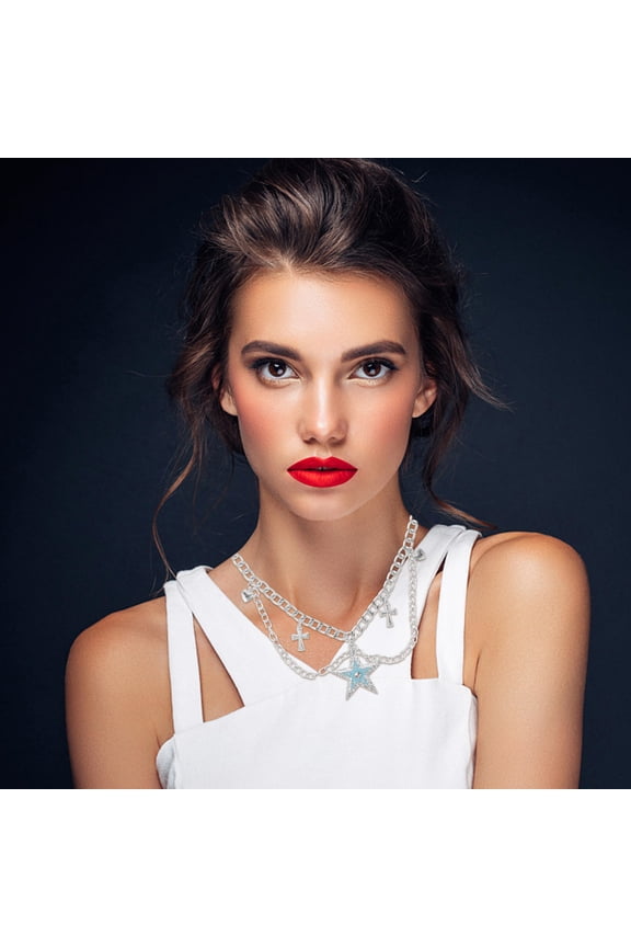 Choker Necklace with Pendant Sky Blue Durable Clavicle Chain for Parties