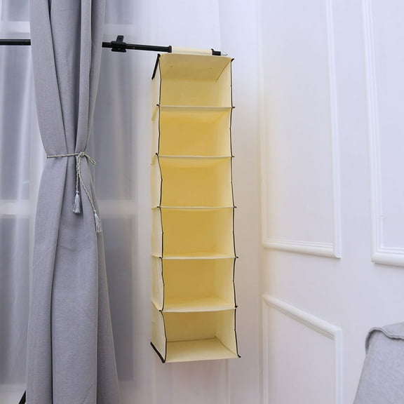 Soimiss 1Pc Ventilated Beige Hanging Storage Pockets with 8 Multi-Purpose Compartments for Wardrobe