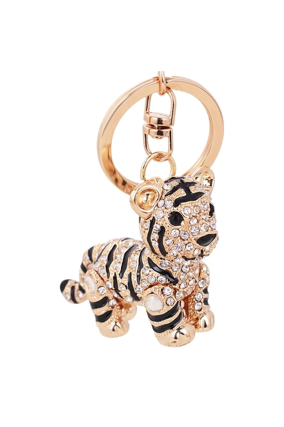 1Pc Lovely Small Tiger Keychain with Rhinestone Inlaid Design for Bag Pendant