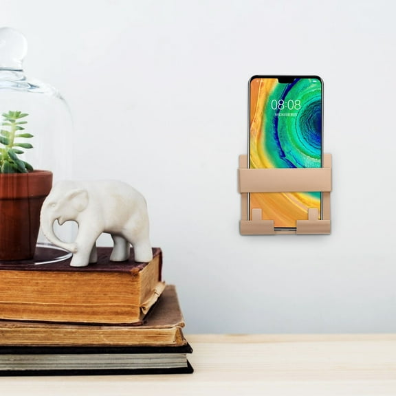 Soimiss 1Pc Bathroom Phone Storage Rack Golden Practical Wall Mounted Phone Organizer