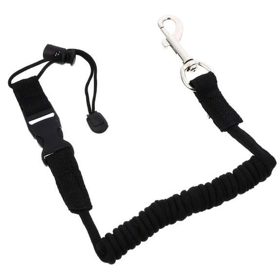 Soimiss 1Pc Black Kayak Paddle Leash Elastic Rope Lightweight Durable Plastic Alloy Material