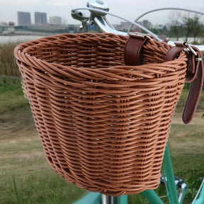 Soimiss 1Pc Retro Style Brown Bike Front Basket with Removable Straps