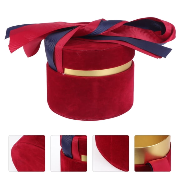 Soimiss 1Pc Red Storage Box for Valentine's Day Elegant Round Shape Flower Packing Box