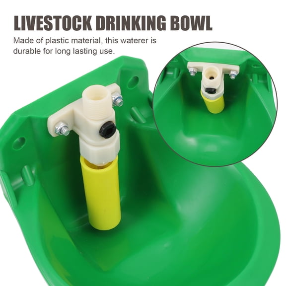 Soimiss 1Pc Automatic Livestock Drinking Bowl Green Plastic Water Feeder for Cow Sheep and Pig