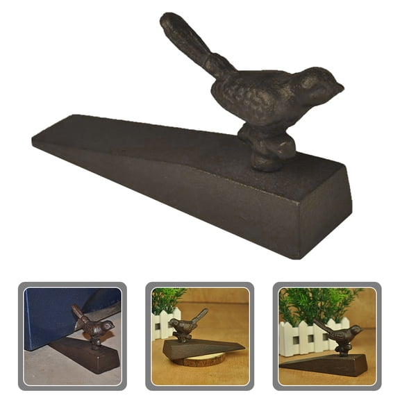 Soimiss Decorative Door Stopper Wedge Iron Dark Brown 1Pack