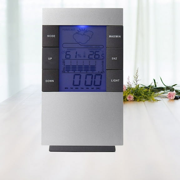 Soimiss 1Pc Digital Alarm Clock White with LCD Screen Indoor Temperature Gauge