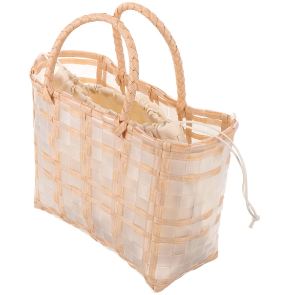 Soimiss Beige Woven Tote, Durable and Versatile, Perfect for Summer Use