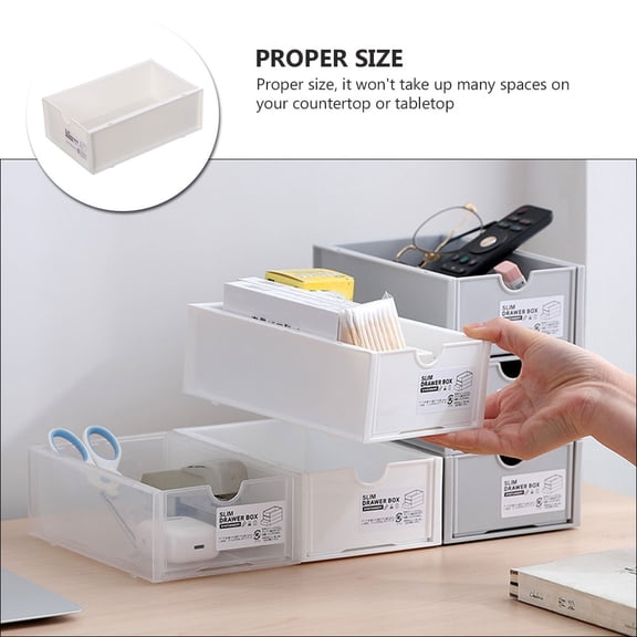 Soimiss Desktop Storage Boxes Storage Box PP White General Users Desktop Organization 1Pcs