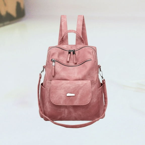 Soimiss 1Pc Pink Fashion Backpack Travel Bag with Zipper Durable Material for Weekend Trips