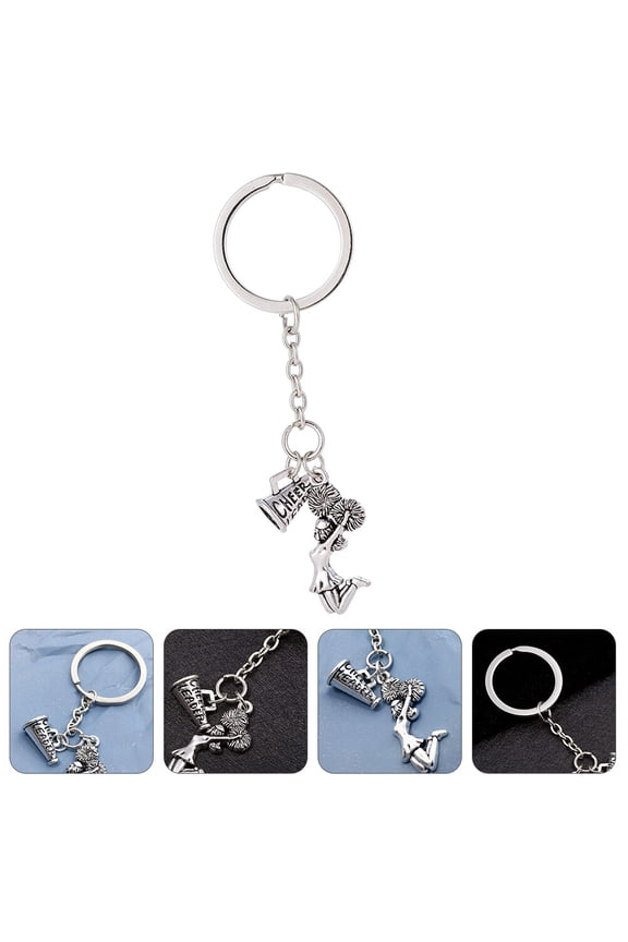 Chic Metal Key Chains Sister Cheer Carving Pendant for Decor 1Pc