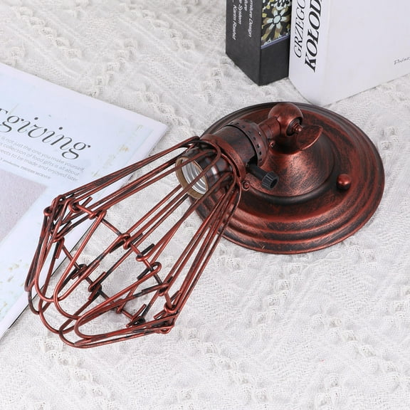 Soimiss 1Pc Iron Rural Style Wall Night Lamp Red Bedside Light for Shop Decoration