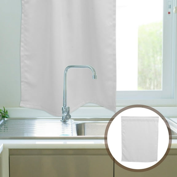 Soimiss 1Set White Polyester Simple Design Curtains for Basement Sunshade