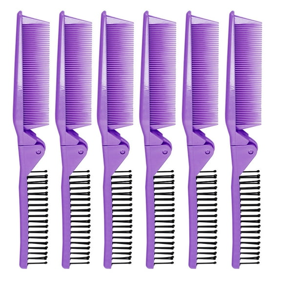 Soimiss 1bag Static Foldable Hair Combs Double Headed Portable Hair Styling Comb For All Hair Types For Travel Purple