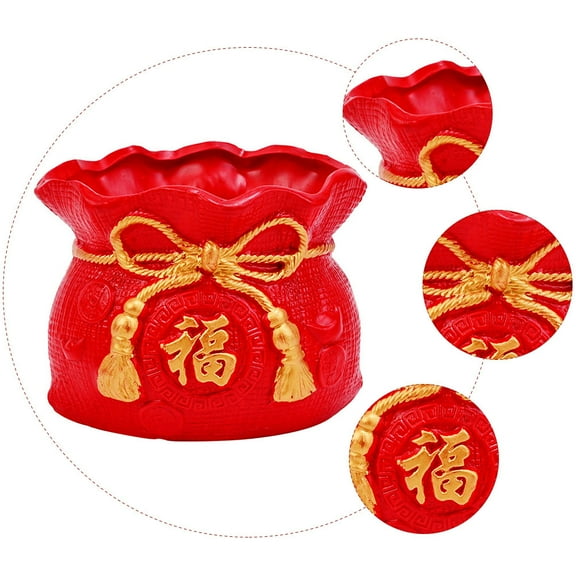 Soimiss 1Pc Red Ceramic Bonsai Pot Durable Succulent Planter for Indoor Decor