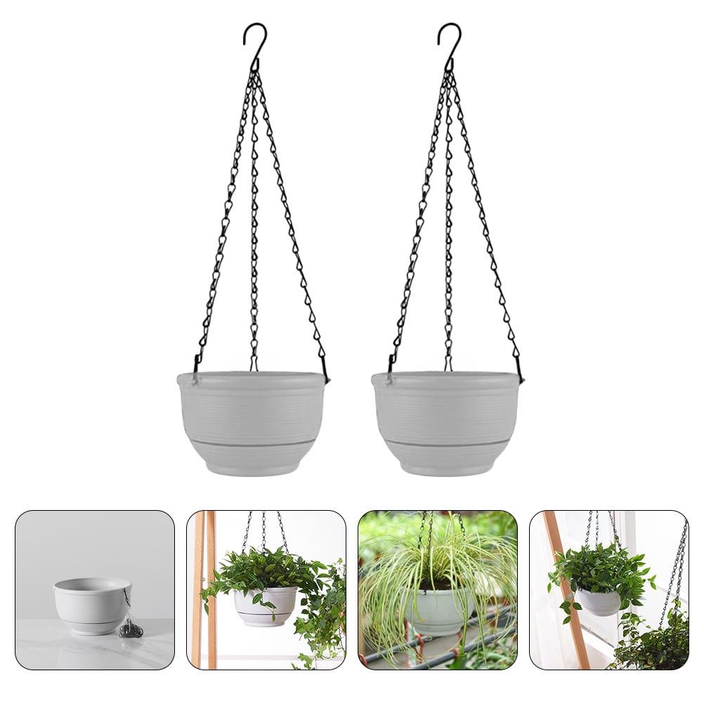 Soimiss 2Pcs Hanging Flower Pot Plastic Self Watering Planter for Office Living Room