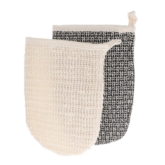 Soimiss 2Pcs Sisal Washcloth Bath Mittens Double Sided Exfoliating Shower Gloves for Bathing