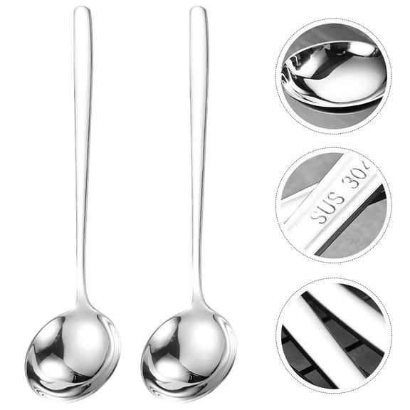 Soimiss Serving Ladle Soup Ladles Silver Stainless Steel 2 Pcs
