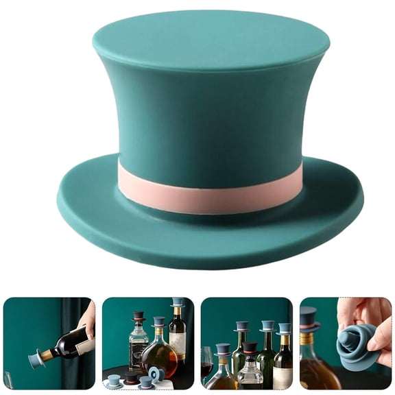 Soimiss 2Pcs Silicone Wine Bottle Hat Stopper Green for Party and Banquet Use