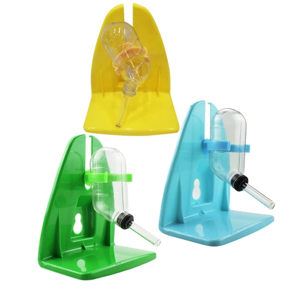 Soimiss 2Sets Small Animal Water Bottle Made of Safe Plastic with Holder for Cage Assorted Color