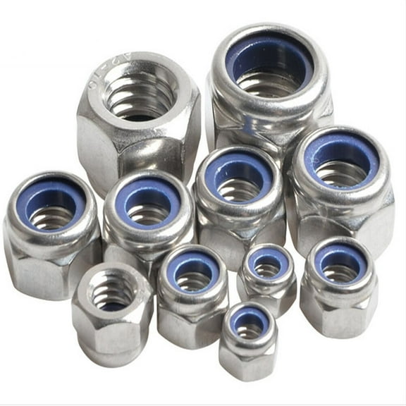 Soimiss 200Pcs Lock Nut Stainless Steel Finish 304 with Nylon Insert for Industrial Use