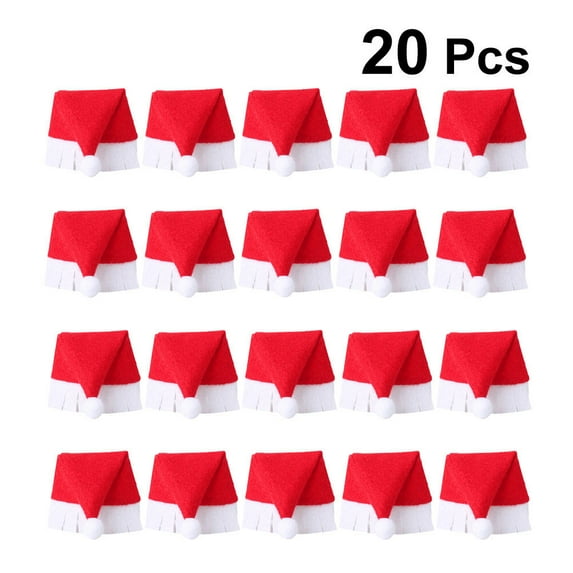 Soimiss 20Pcs Festive Hat Christmas Cup Covers Assorted Color Decoration for Holiday Party Hosts