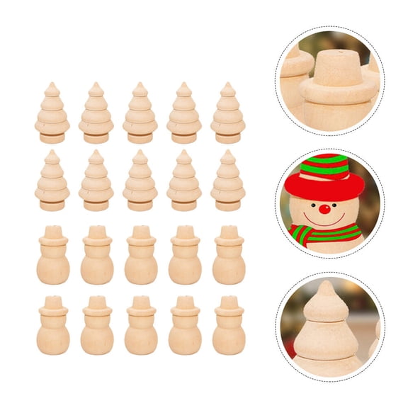 Soimiss 20Pcs Craft Ornaments Light Brown Timber Painting Toy for Home Decoration