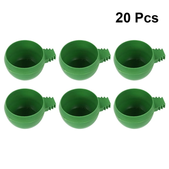 Soimiss 20Set Bird Cage Feeding Bowl Green Plastic Round for Easy to Clean Use Back to School