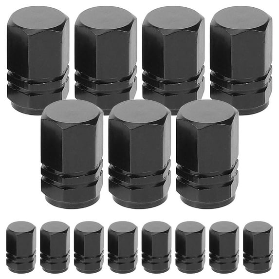 Soimiss 24Pcs Aluminum Alloy Car Tire Valve Caps Black Easy Install Sealed Valve Caps for Standard Use