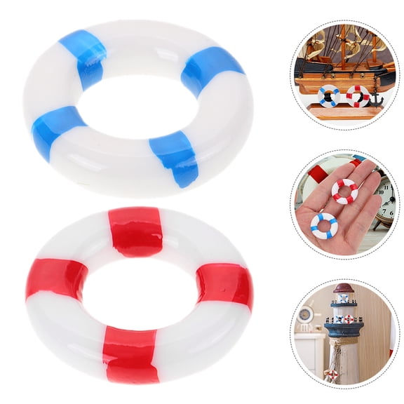 Soimiss Miniature Nautical Figurines Resin Swim Ring Assorted Color 24Set Home Decoration