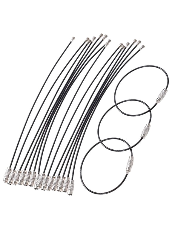 25Pcs Black Stainless Steel Wire Key Rings Heavy Duty Cable Loops for Keys and Tags