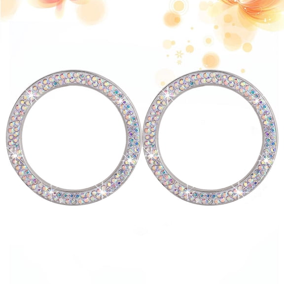 Soimiss 2Pcs Car Engine Start Ring Plated Silver Rhinestone Bling Sticker Replacement for Ignition