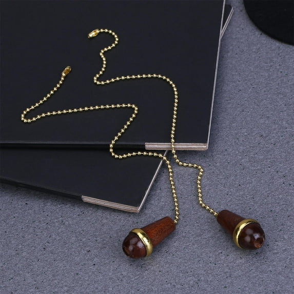 Soimiss 2Pcs Walnut Vintage Fan Light Chain Pendant Wooden Ceiling Fan Pull Chains for Home Decor