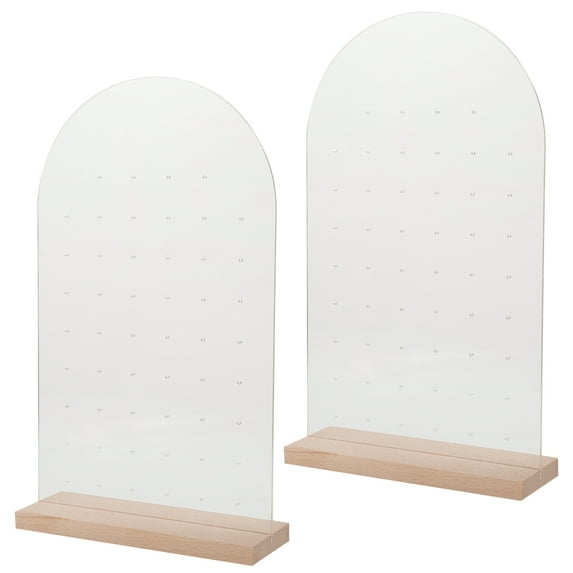 Soimiss Arch Acrylic Earring Holder with Wooden Base for Jewelry Storage 2Pcs