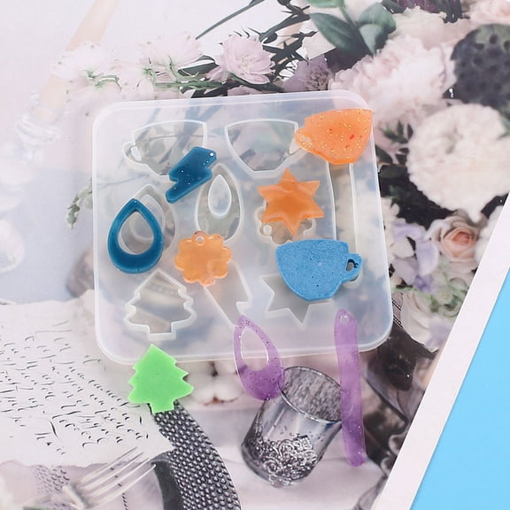 Soimiss 2Pcs Silicone Pendant Mold for DIY Crystal Epoxy Jewelry Earring Casting White Durable