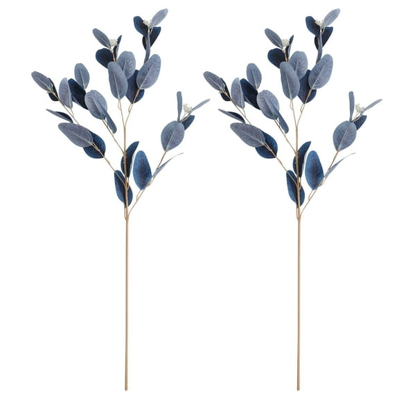 Soimiss 2Pcs Blue Artificial Eucalyptus Leaf Branch for Home Party Decor