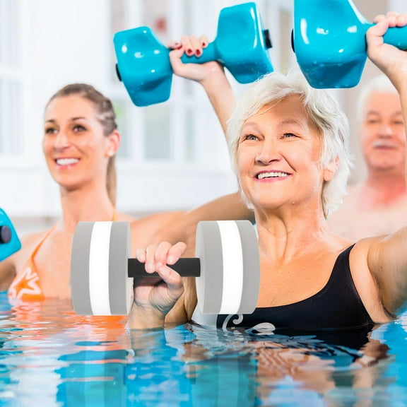 Soimiss 2Pcs Lightweight Grey Fitness Pool Dumbbells for Shoulder and Core Exercise