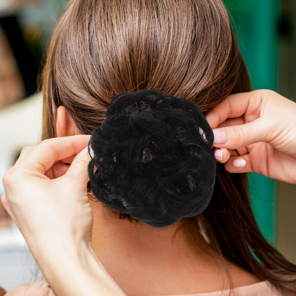 Soimiss Hair Accessory for Women Messy Bun Hairpiece Black High Temperature Silk 2Pcs