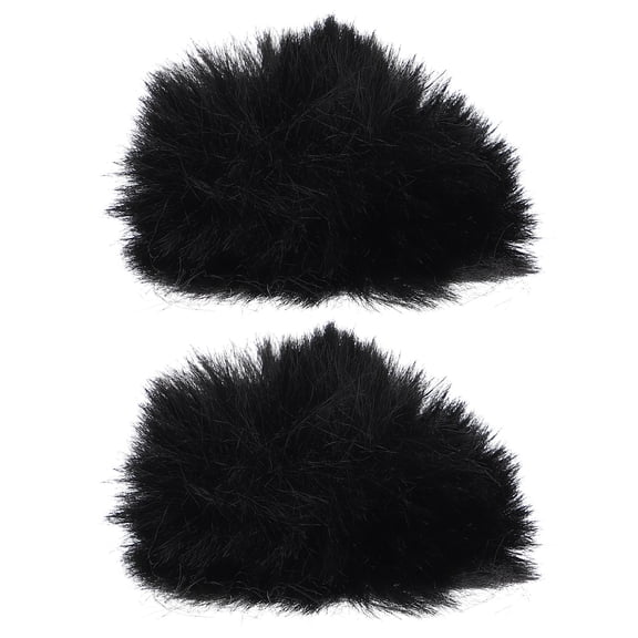 Soimiss 2Pcs Microphone Windproof Cover Black Artificial Wool Shield for Mics