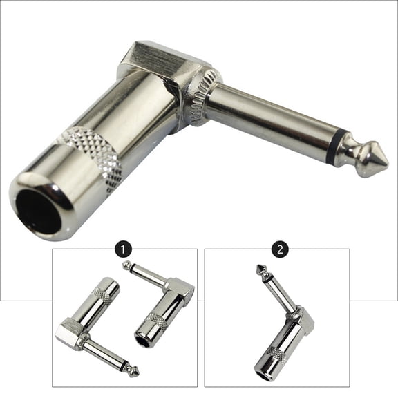 Soimiss Electric Guitar Connecting Plug 6.35 Mono Bend Zinc Alloy Silver