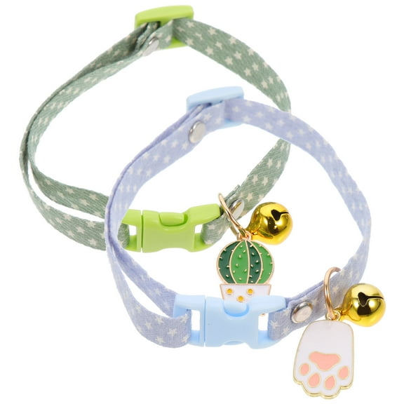 Soimiss 2Pcs Kitten Bell Collar Breakaway Adjustable Cotton Collar for Pet Christmas