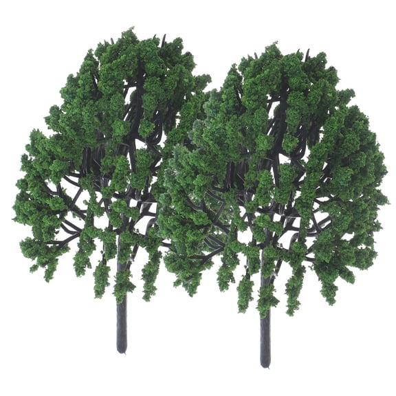 Soimiss 2Pcs Scenery Green Tree Model Tree Olive Green Resin Artistic Creation Mini Garden Decor Families