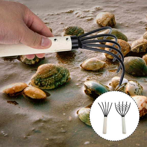 Soimiss Beach Clam Rake Claw Rake Wood Digging Beach Shell Digging 2pcs