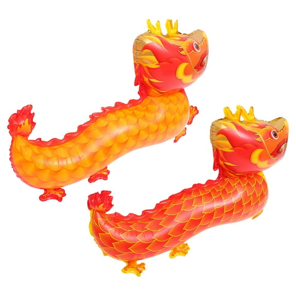Soimiss Lunar New Year Dragon Decorations Aluminum Foil Orange 2Pcs